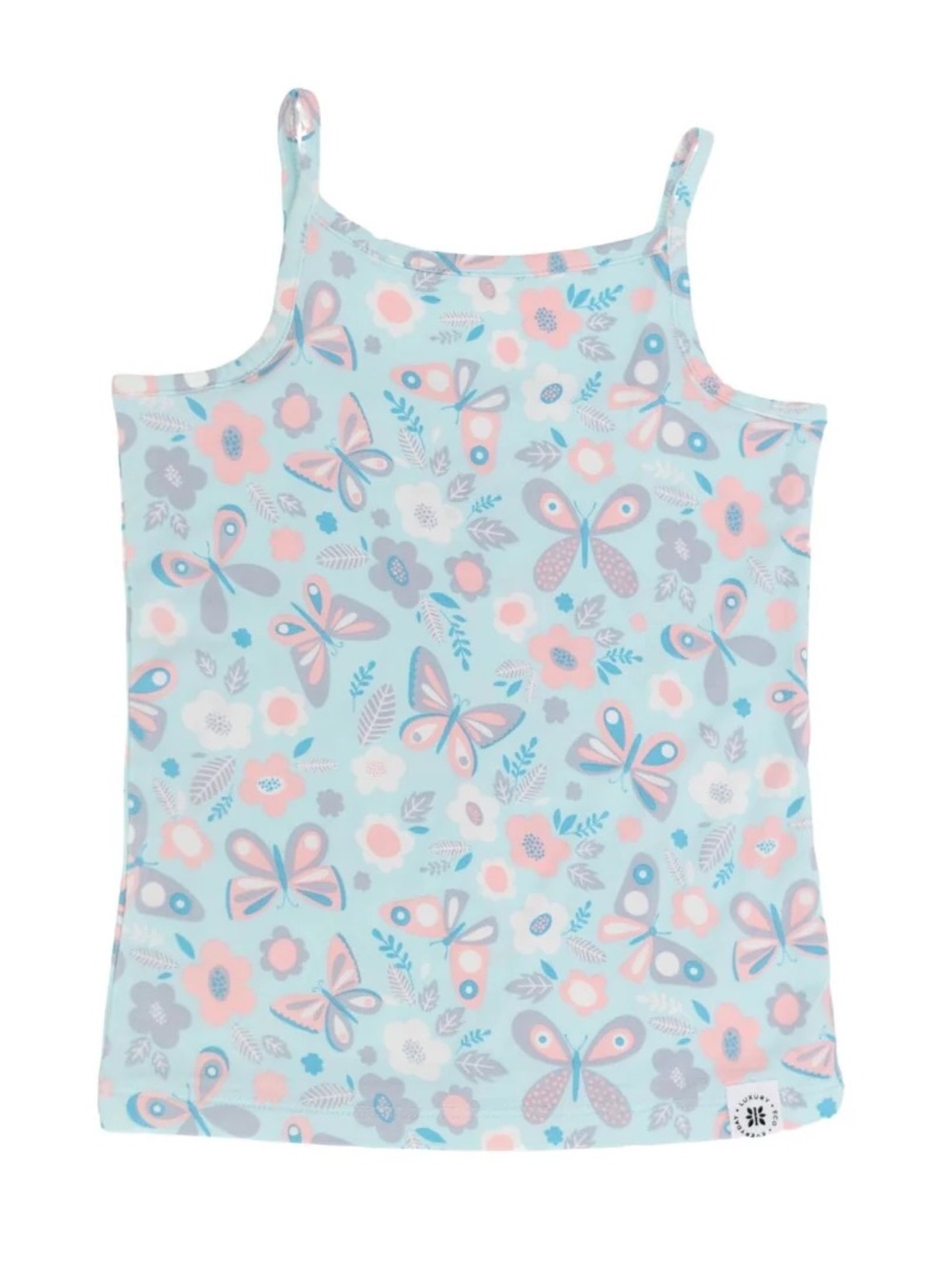 Sweet Bamboo Girls' Pastel Butterfly Tank Top